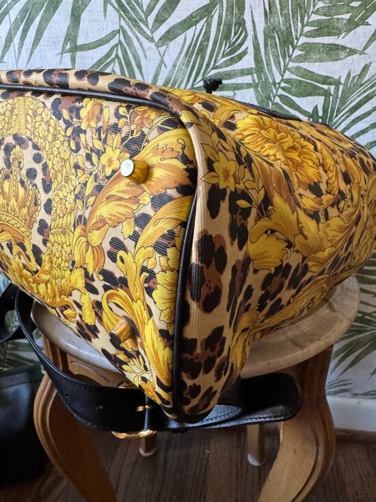 Vintage Gianni Versace Leopard & Baroque Crown Drawstring Backpack main image 14